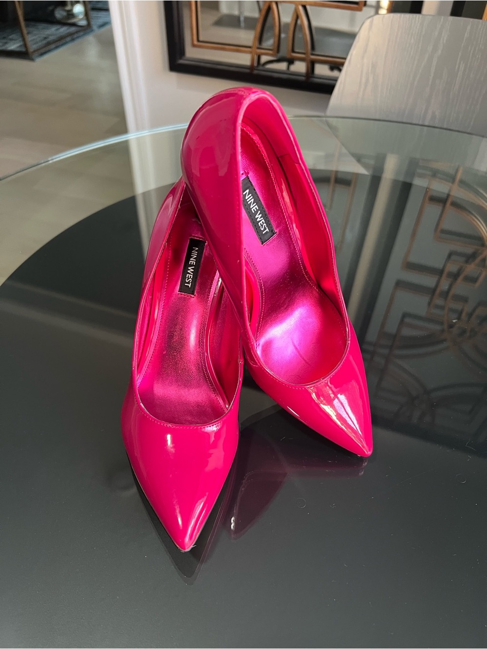Nine West Hot Pink Patent Pointed-Toe Heels